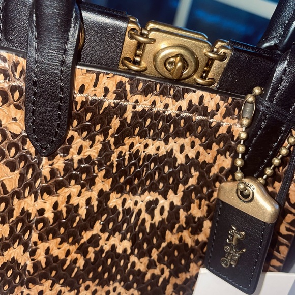 Coach 1941 Troupe Tote 16 Genuine Snakeskin Black Crossbody NWT - Picture 6 of 8